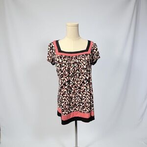 Women's Pink and Black Patterned Top